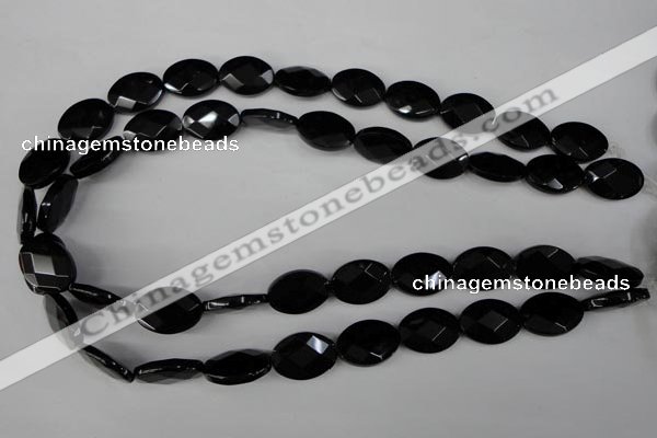 CBS312 15.5 inches 13*18mm faceted oval blackstone beads wholesale