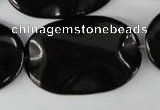 CBS325 15.5 inches 26*40mm wavy oval blackstone beads wholesale