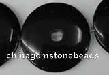 CBS340 15.5 inches 40mm donut blackstone beads wholesale