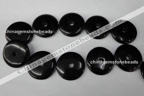 CBS340 15.5 inches 40mm donut blackstone beads wholesale