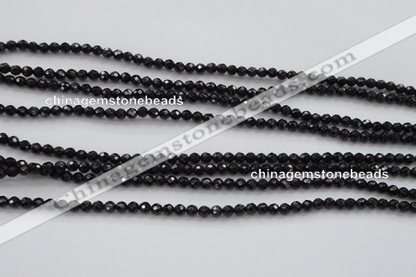 CBS503 15.5 inches 4mm faceted round A grade black spinel beads