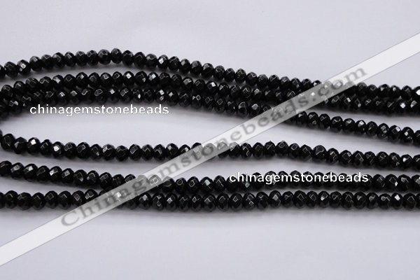 CBS508 15.5 inches 4*6mm faceted rondelle A grade black spinel beads