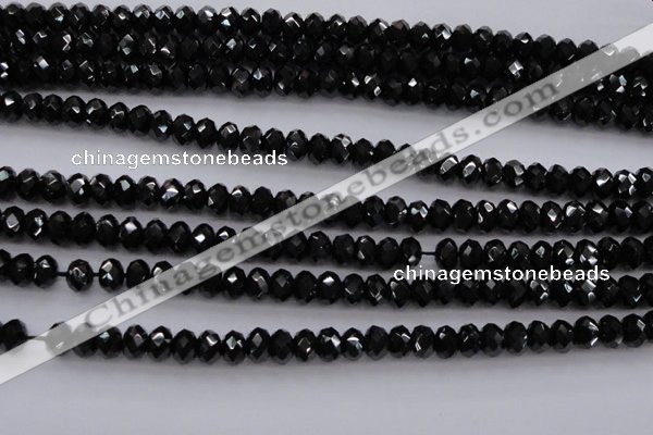 CBS514 15.5 inches 4*6mm faceted rondelle AA grade black spinel beads