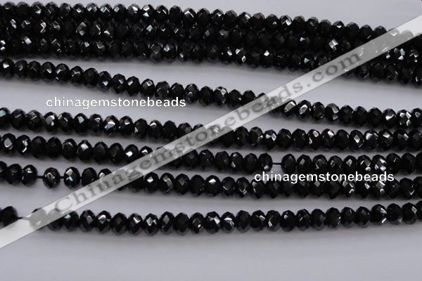 CBS514 15.5 inches 4*6mm faceted rondelle AA grade black spinel beads