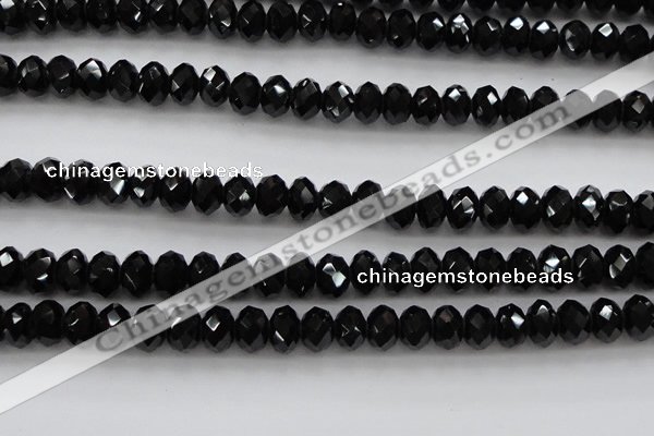 CBS516 15.5 inches 6*8mm faceted rondelle AA grade black spinel beads