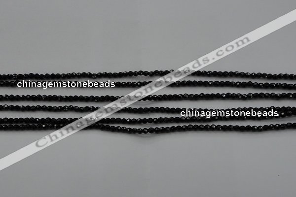 CBS520 15.5 inches 2mm faceted round A grade black spinel beads