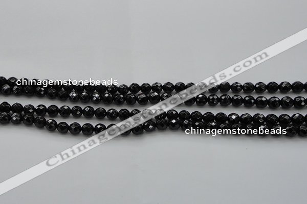 CBS522 15.5 inches 6mm faceted round A grade black spinel beads