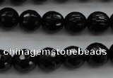 CBS523 15.5 inches 8mm faceted round A grade black spinel beads