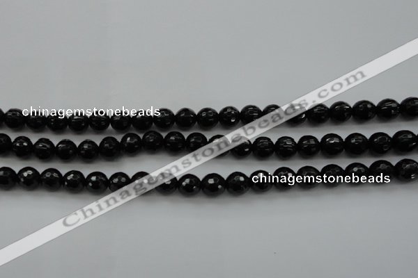 CBS523 15.5 inches 8mm faceted round A grade black spinel beads