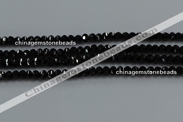 CBS529 15.5 inches 3*5mm lantern-shaped natural black spinel beads