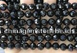 CBS545 15.5 inches 8mm faceted round black spinel gemstone beads