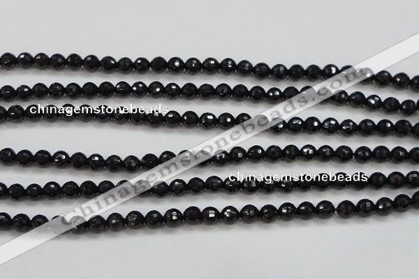 CBS556 15.5 inches 6mm faceted round AA grade black spinel beads