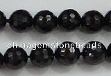 CBS557 15.5 inches 8mm faceted round AA grade black spinel beads