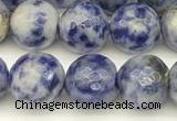 CBS612 15 inches 8mm faceted round blue spot stone beads