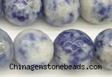 CBS614 15 inches 12mm faceted round blue spot stone beads