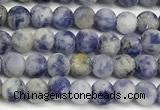 CBS616 15 inches 4mm round matte blue spot stone beads