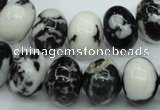 CBW115 15.5 inches 12*16mm rondelle black & white jasper beads