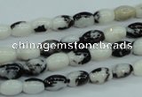 CBW117 15.5 inches 6*8mm rice black & white jasper beads