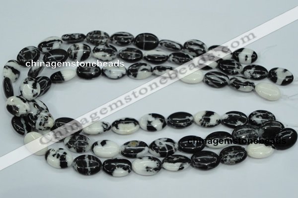 CBW125 15.5 inches 13*18mm oval black & white jasper beads