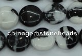 CBW144 15.5 inches 15mm flat round black & white jasper beads