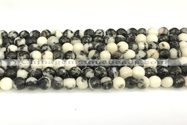CBW180 15 inches 6mm faceted round black & white jasper beads