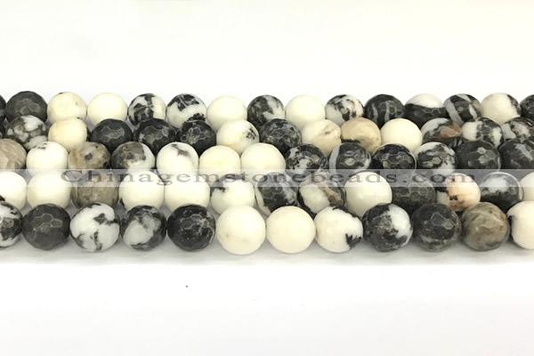 CBW181 15 inches 8mm faceted round black & white jasper beads
