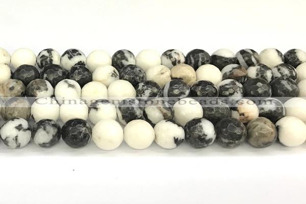 CBW182 15 inches 10mm faceted round black & white jasper beads