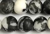 CBW193 15 inches 10mm round matte black & white jasper beads