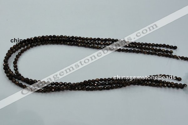 CBZ102 15.5 inches 4mm faceted round bronzite gemstone beads