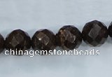 CBZ107 15.5 inches 14mm faceted round bronzite gemstone beads