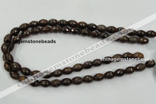 CBZ108 15.5 inches 10*13mm faceted rice bronzite gemstone beads