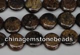 CBZ209 15.5 inches 12mm flat round bronzite gemstone beads