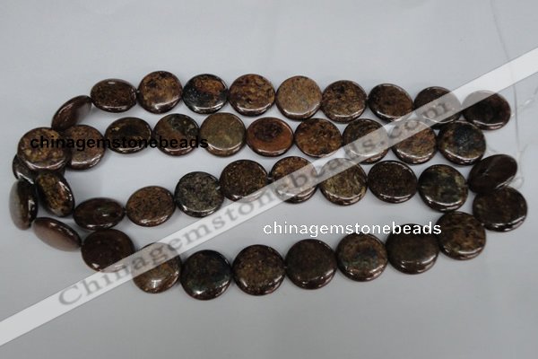 CBZ213 15.5 inches 20mm flat round bronzite gemstone beads