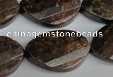 CBZ248 15.5 inches 20*30mm faceted & twisted oval bronzite gemstone beads