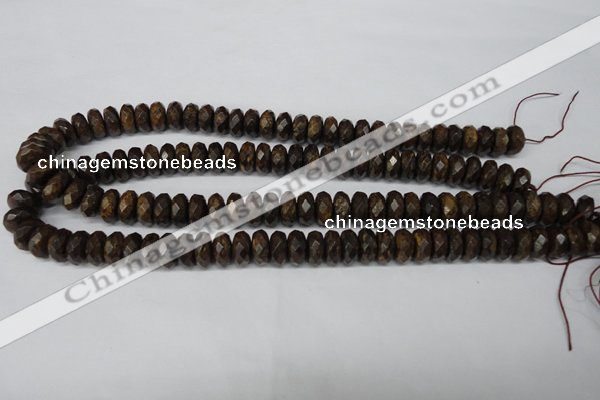 CBZ404 15.5 inches 6*12mm faceted rondelle bronzite gemstone beads