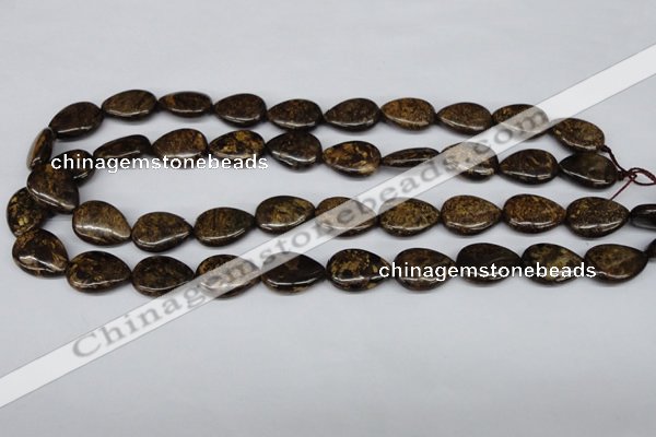 CBZ420 15.5 inches 13*18mm flat teardrop bronzite gemstone beads