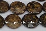 CBZ433 15.5 inches 20mm faceted coin bronzite gemstone beads