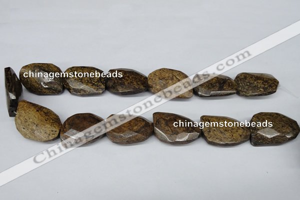 CBZ443 15.5 inches 23*32mm faceted & twisted rectangle bronzite beads