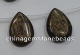 CBZ500 Top-drilled 10*14mm flat teardrop bronzite gemstone beads