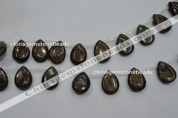 CBZ500 Top-drilled 10*14mm flat teardrop bronzite gemstone beads