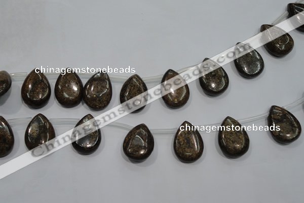 CBZ501 Top-drilled 12*16mm flat teardrop bronzite gemstone beads