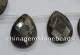 CBZ506 Top-drilled 12*16mm faceted flat teardrop bronzite gemstone beads