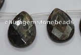 CBZ507 Top-drilled 13*18mm faceted flat teardrop bronzite gemstone beads