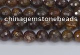 CBZ610 15.5 inches 4mm faceted round bronzite gemstone beads