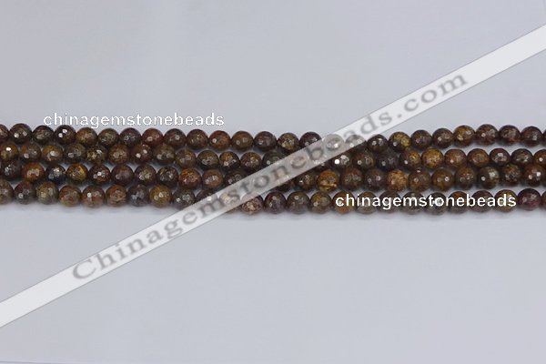 CBZ610 15.5 inches 4mm faceted round bronzite gemstone beads