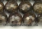 CBZ631 15 inches 8mm faceted round bronzite beads wholesale