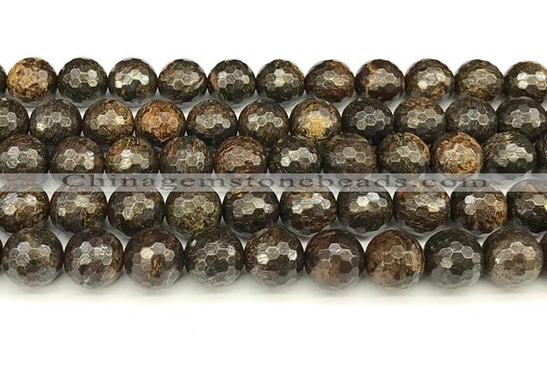 CBZ633 15 inches 12mm faceted round bronzite beads wholesale