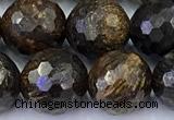 CBZ642 15 inches 10mm faceted round bronzite gemstone beads