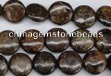 CBZ72 15.5 inches 12mm flat round bronzite gemstone beads