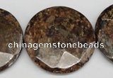 CBZ85 15.5 inches 32mm faceted coin bronzite gemstone beads